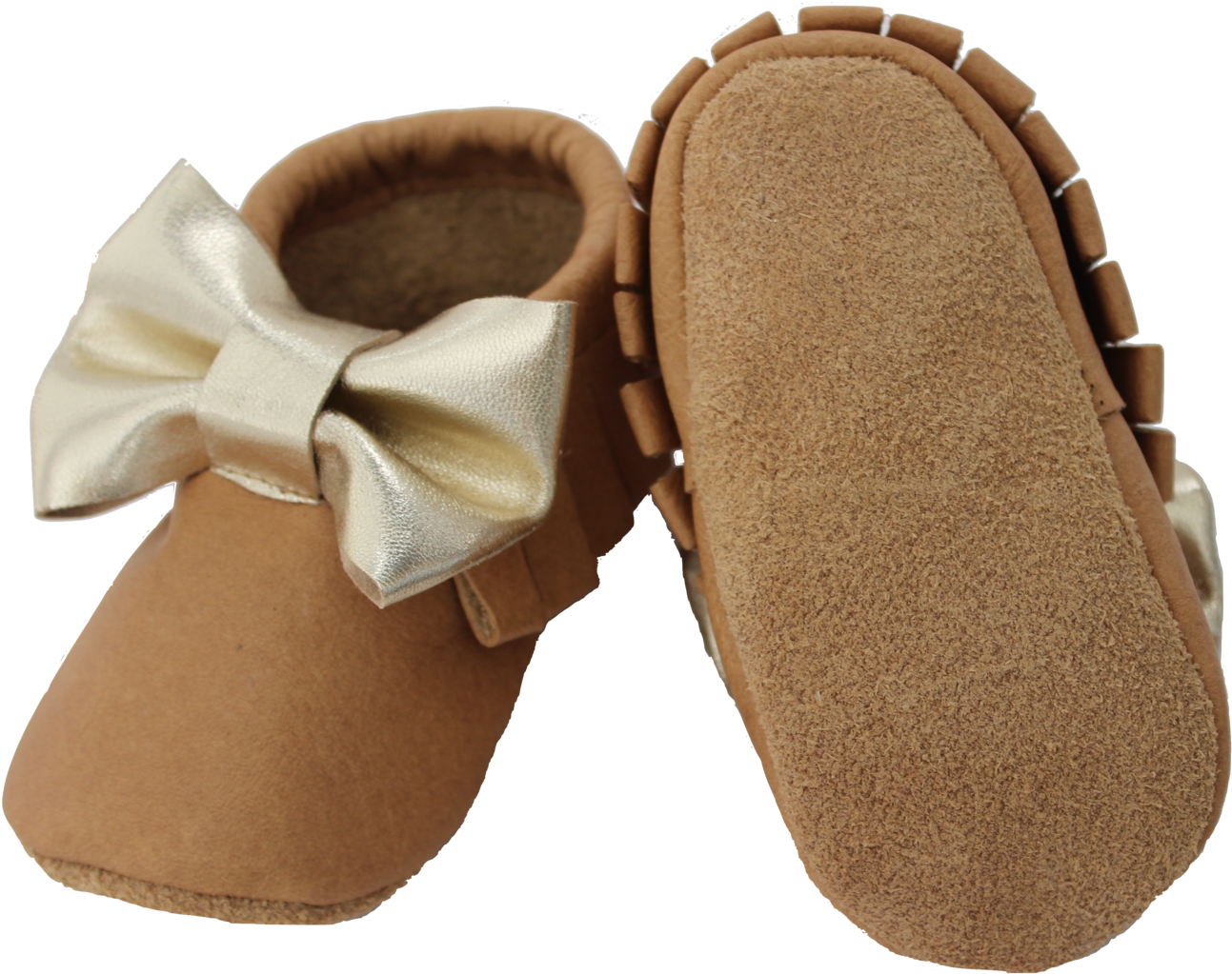 Gold Bow Genuine Leather Moccasins - Suede (2048x1365), Png Download