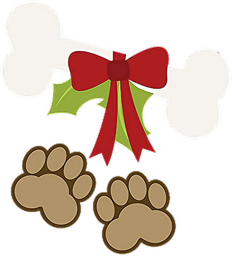 Happy Holidays Xmas Christmas Paws Puppy Pet Dog Bone - Christmas Paws (1024x1054), Png Download