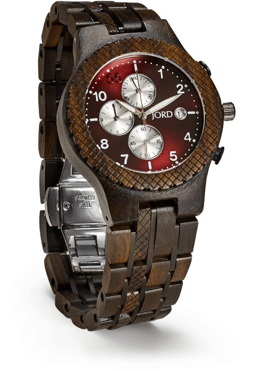 Burgundy Wood Watch - Jord (590x750), Png Download