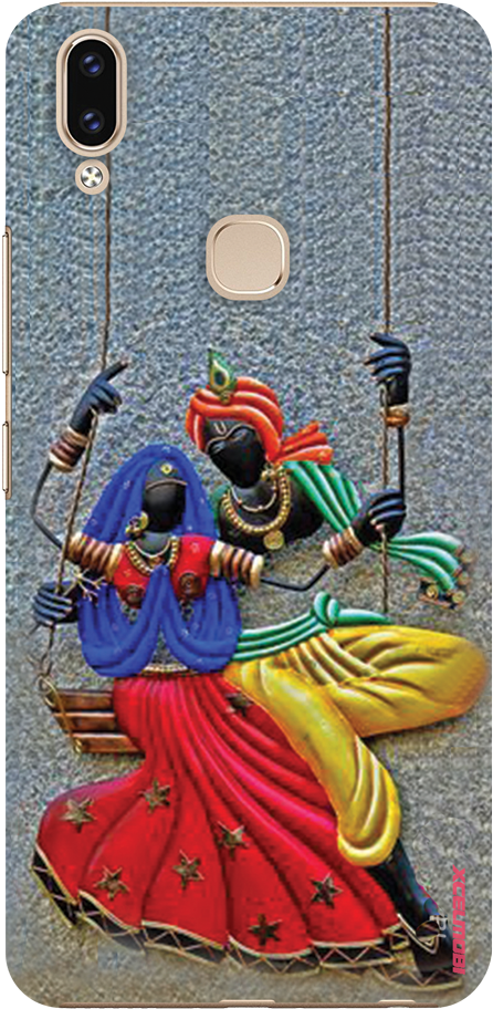Krishna Canvas Radha Krishna Acrylic Painting (562x1033), Png Download