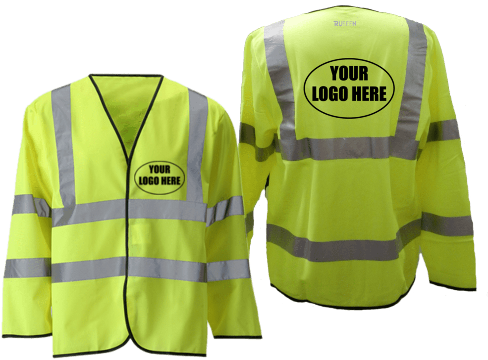 Reflective Long Sleeve Ansi Class 3 Vest With Custom - Safety Jacket With Front Logo (1024x819), Png Download