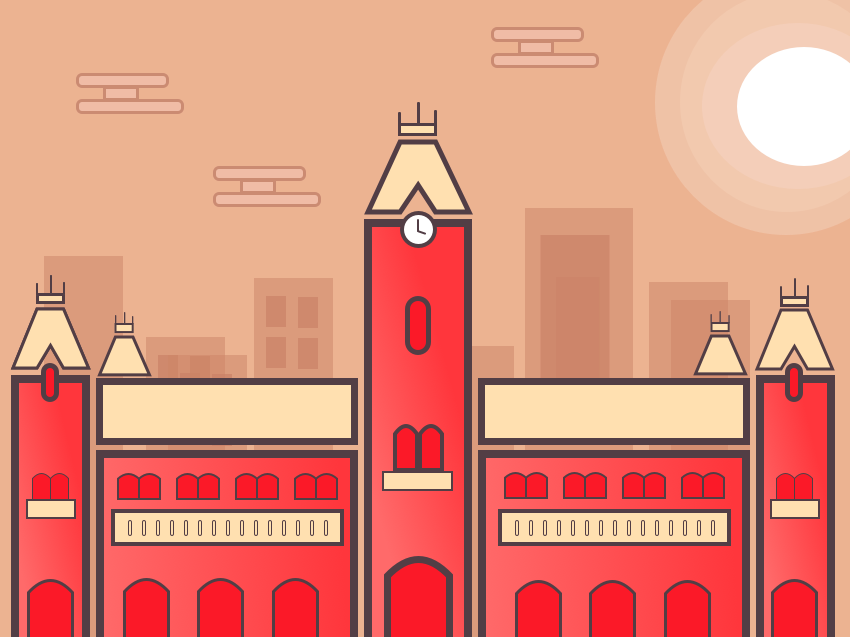 Architecture Illustration Animation Sketch App Flat - Illustration (850x637), Png Download