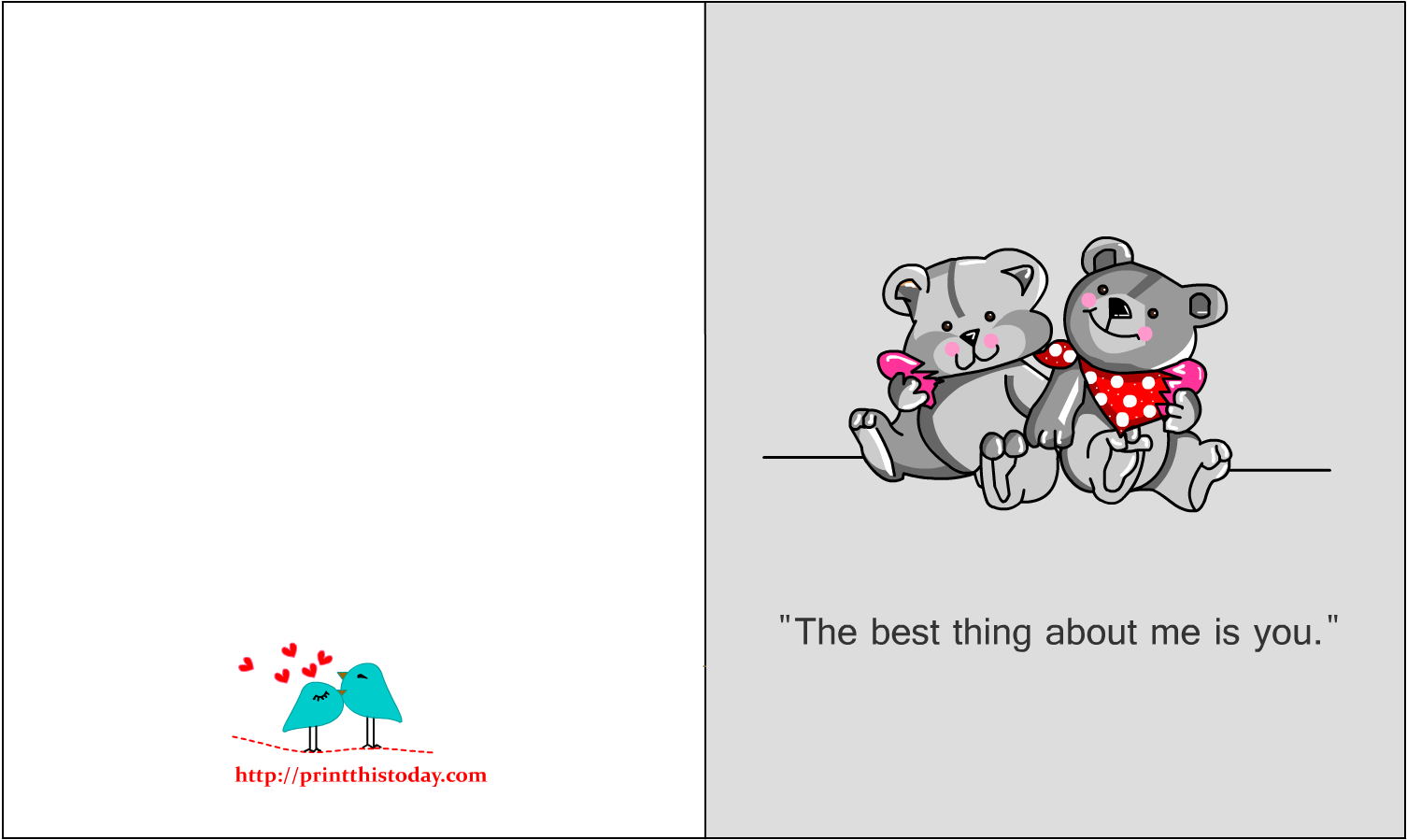 Romantic Christmas Card Printable With Love Cards Cute - Cartoon (1650x1275), Png Download