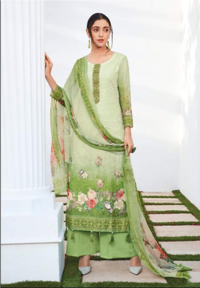 Green Spring Summer Inspired Straight Style Suit @ - Silk (1000x1000), Png Download