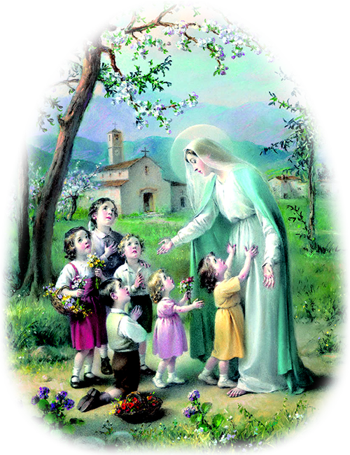 Mother Mary Blessing Children (500x650), Png Download