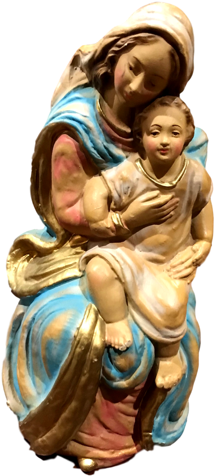 Religious Statue Virgin Mary And Baby Jesus - Illustration (961x1280), Png Download