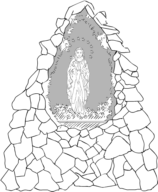 Our Lady Of Tabor - Mother Mary Grotto Drawing (600x735), Png Download