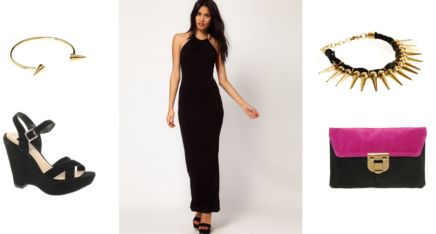 Plain Black Maxi Dress 5 Free Wallpaper - Black Maxi Dress With Wedges (891x478), Png Download