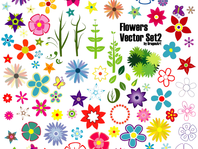 Flower Vector Art - Flowers Vector (640x480), Png Download