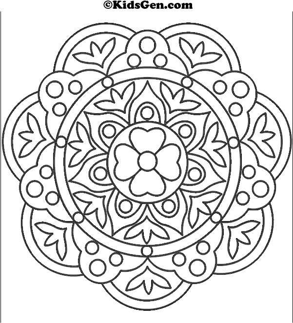 Stock Images To Color Printable - Rangoli Designs For Diwali Without Colors (600x800), Png Download