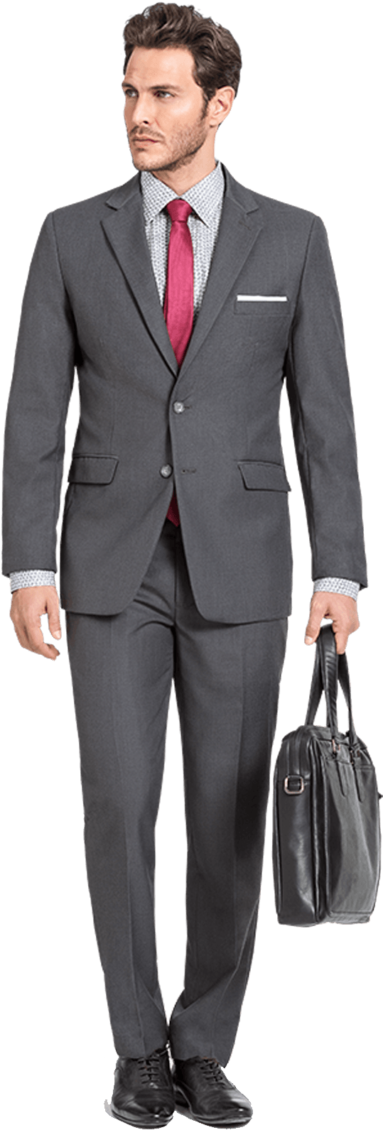 Traje Gris Hombre Moreno (600x1633), Png Download