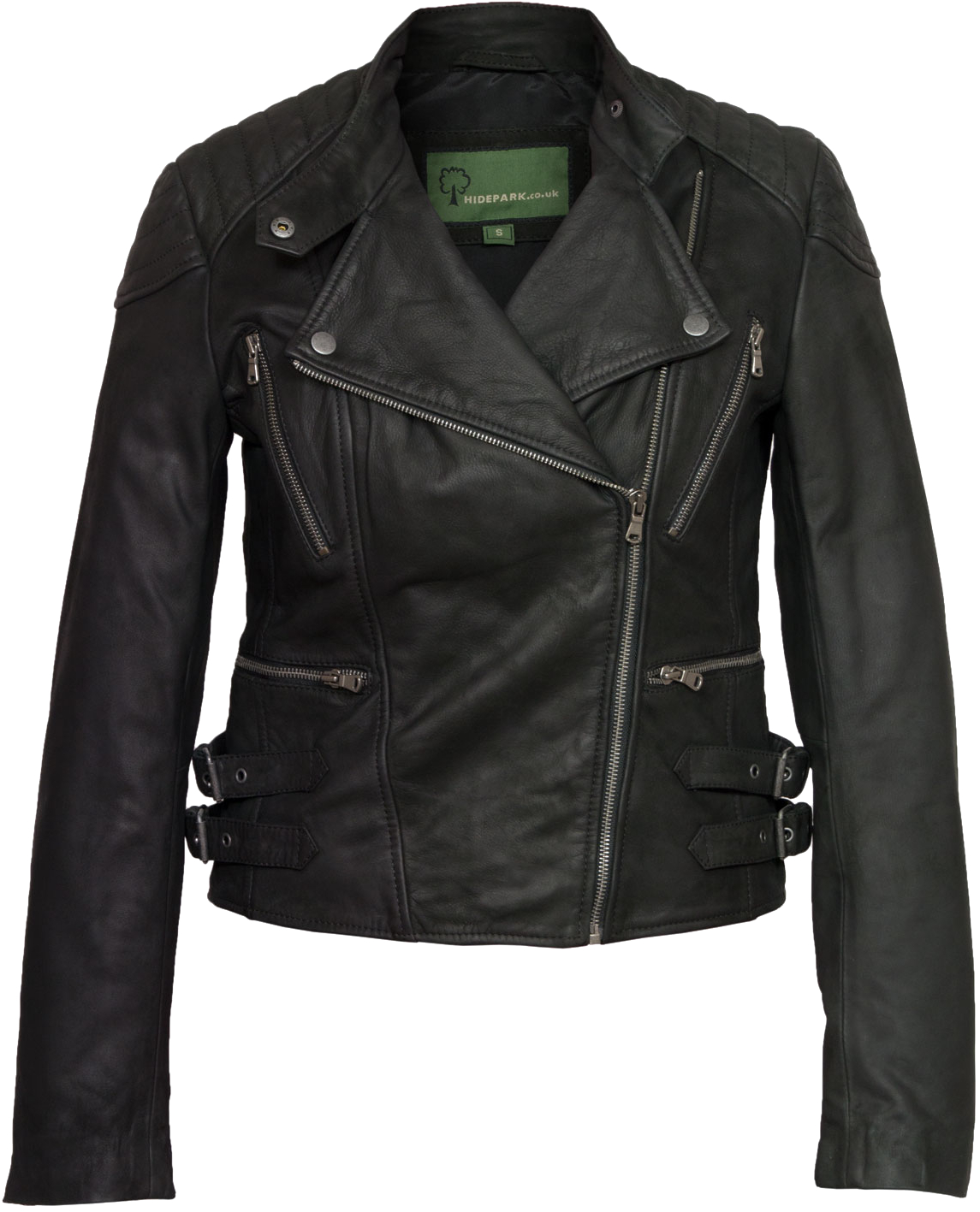 Black Leather Jacket Png Free Download - Ladies Black Leather Biker Jacket (1500x1500), Png Download