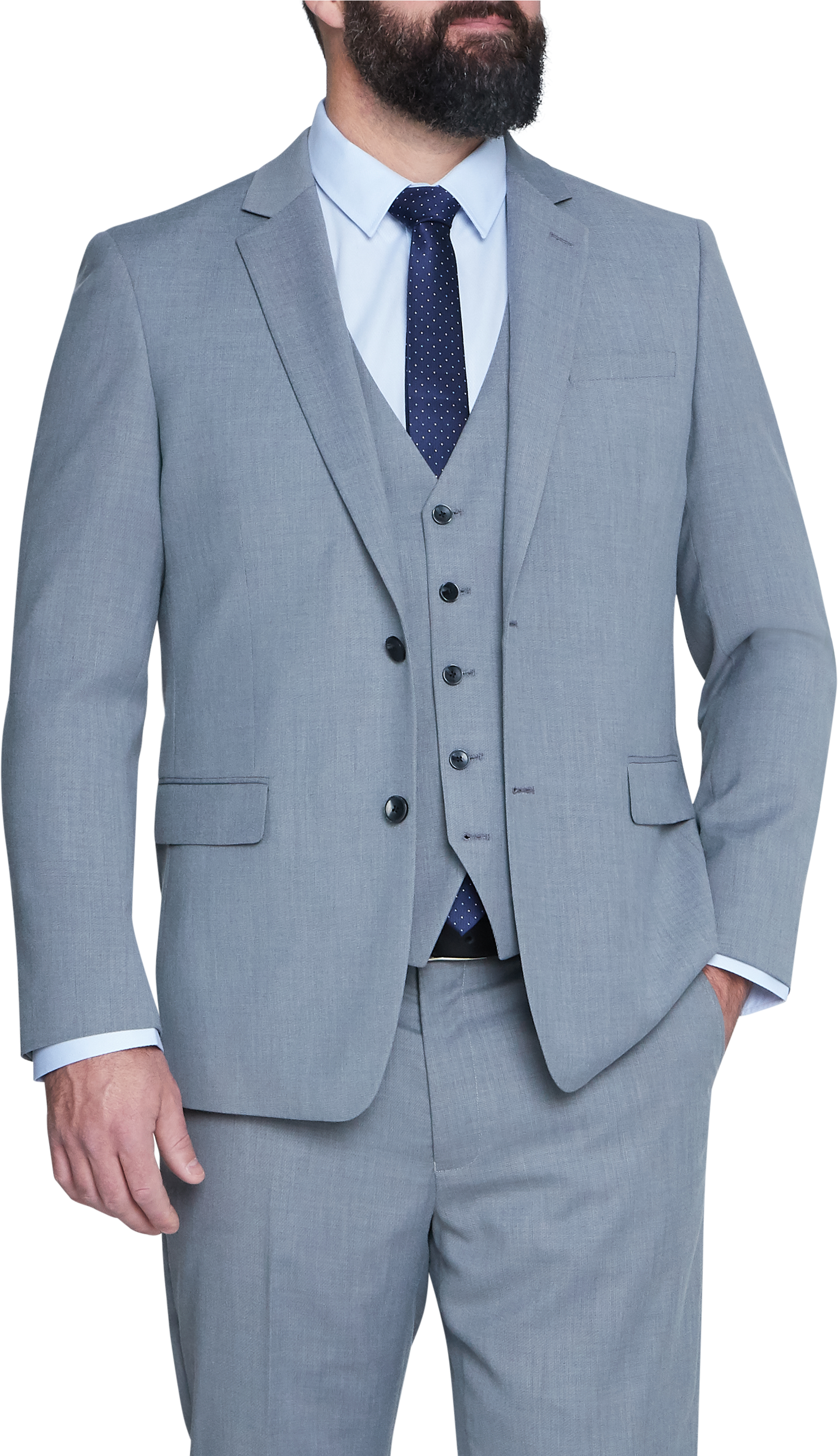 Silver Brosnan Stretch 2 Btn Jacket - Formal Wear (3000x3000), Png Download