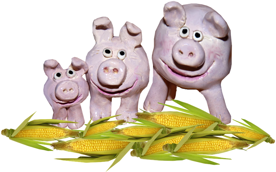 Pottery Pigs, Sweetcorn, Fun - Animal Figure (960x603), Png Download