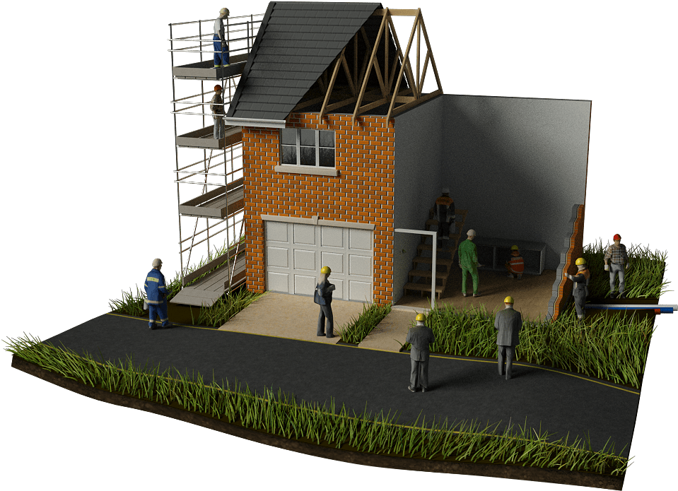 Site Managers Run A New Home Building Development - Building A House Transparent (970x694), Png Download
