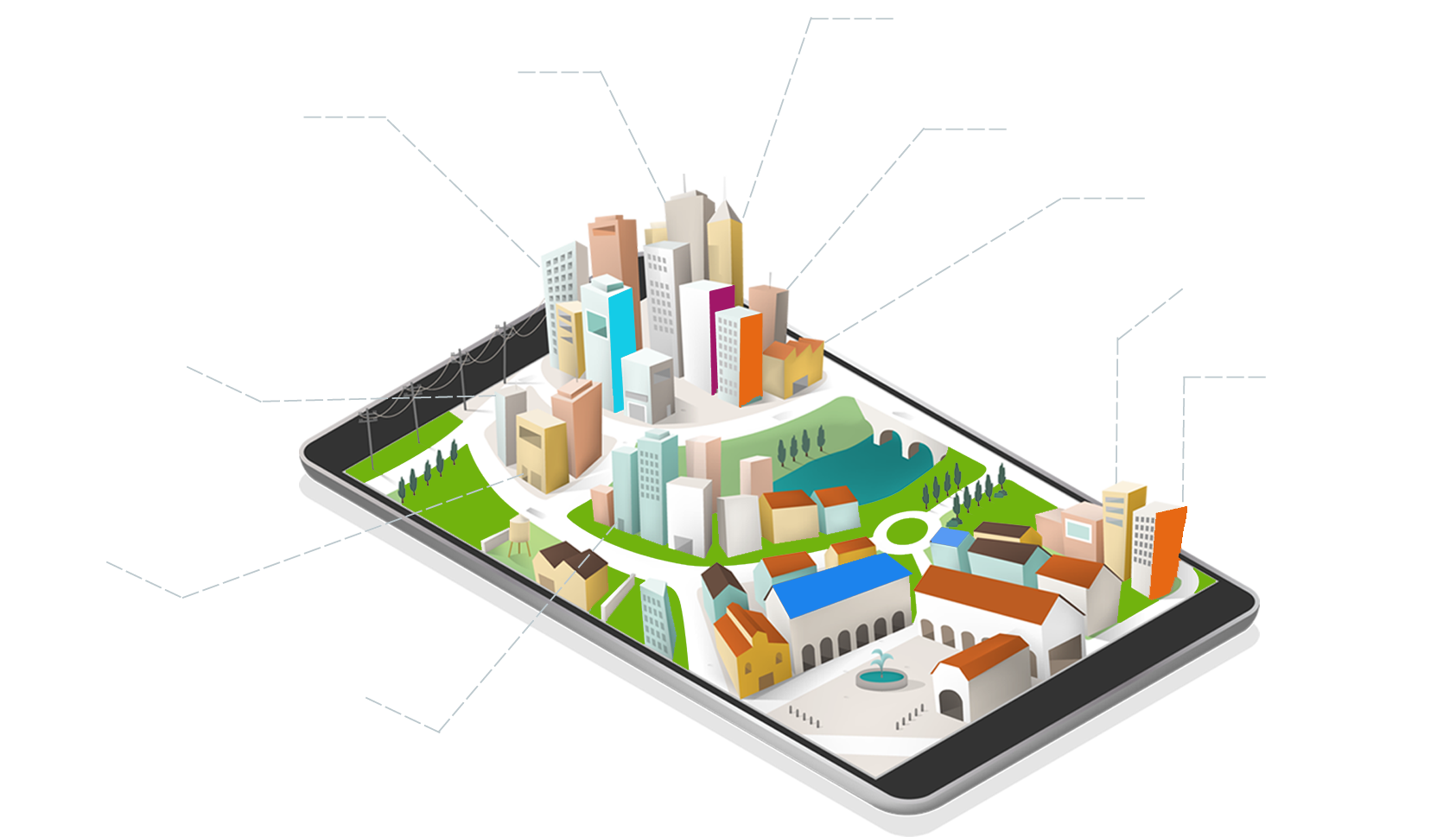 Geo Targeting - Technology City Drawing (1685x969), Png Download
