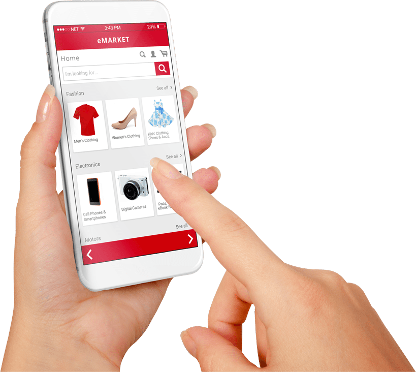 Device In Hand - E-commerce (819x732), Png Download