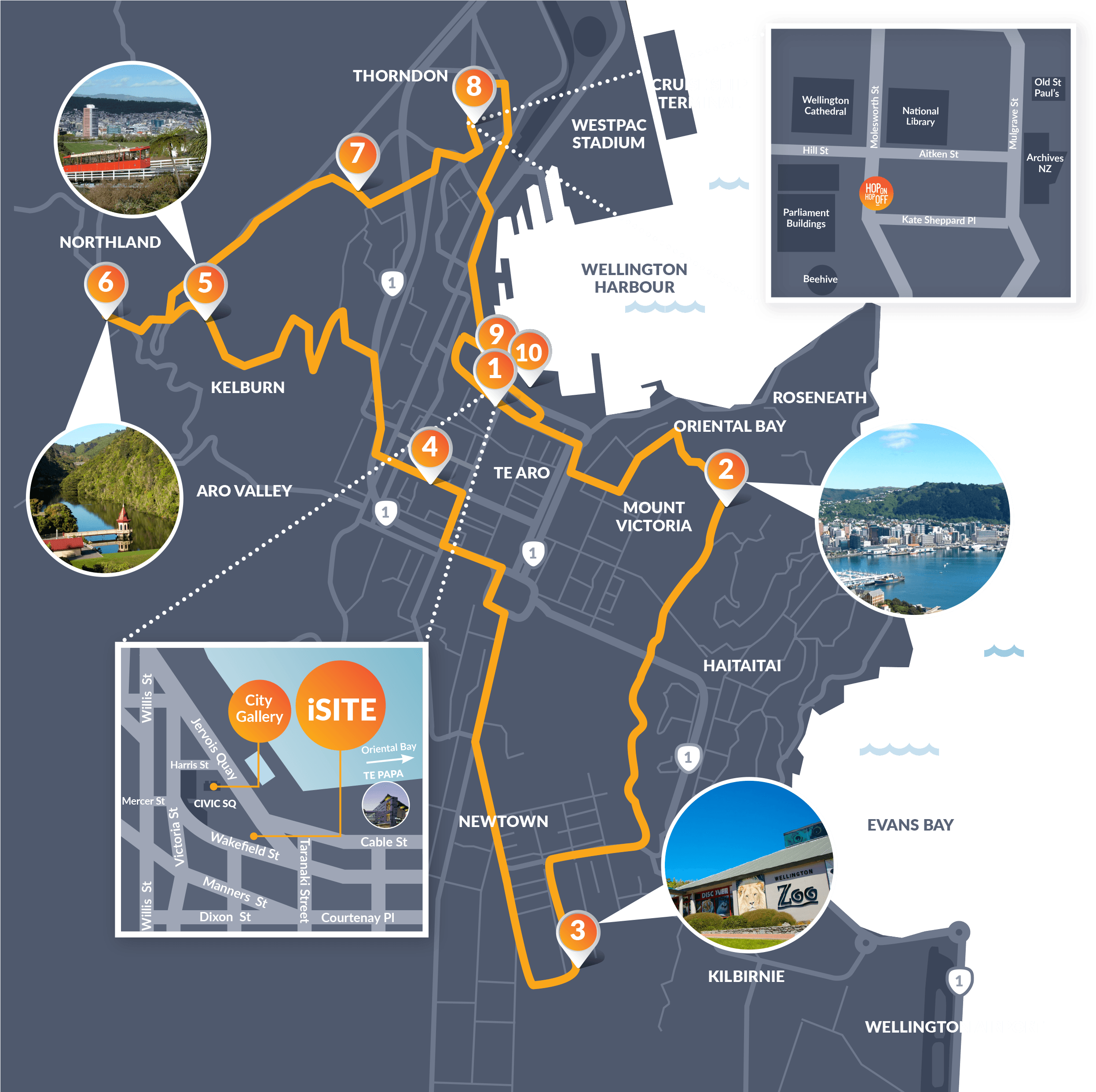Isite Visitor Centre / City Gallery The I-site Is The - Wellington Hop On Hop Off Bus Map (2824x2480), Png Download
