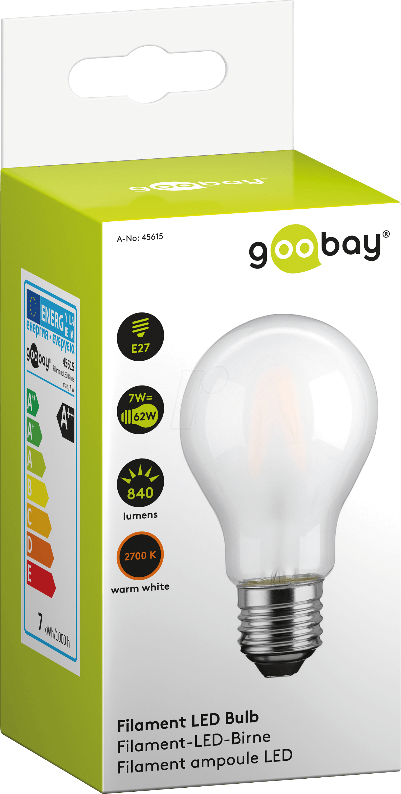 Filament Led Bulb, 7 W Goobay - Edison Screw (1517x2999), Png Download
