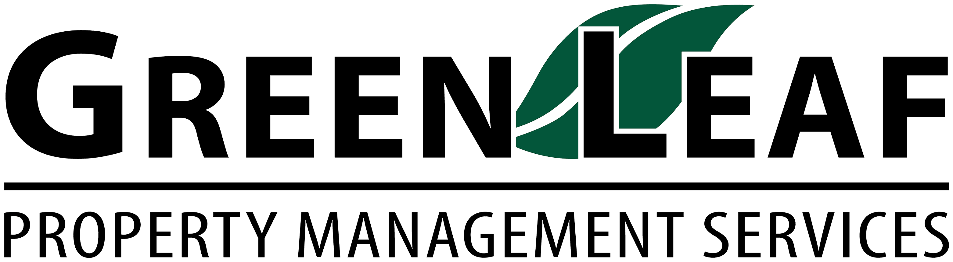 Green Leaf Property Management Services Logo - Graphic Design (3716x1001), Png Download