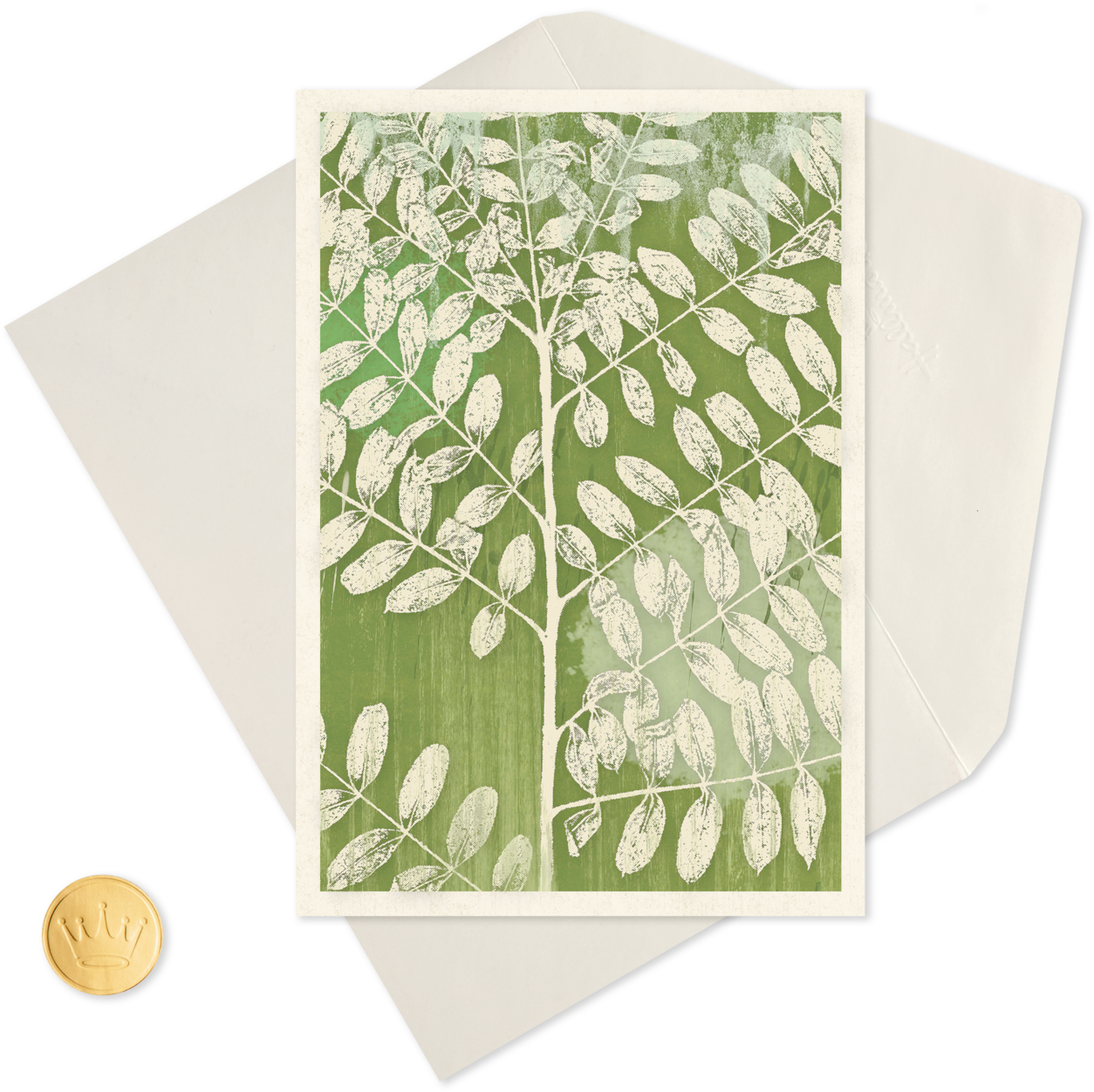 Green Leaf Print Sympathy Card - Printing (1470x1470), Png Download