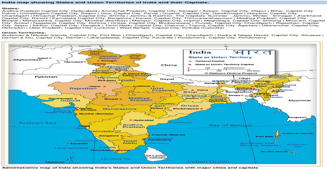 India Map Showing States And Union Territories Of India - Atlas (1200x630), Png Download