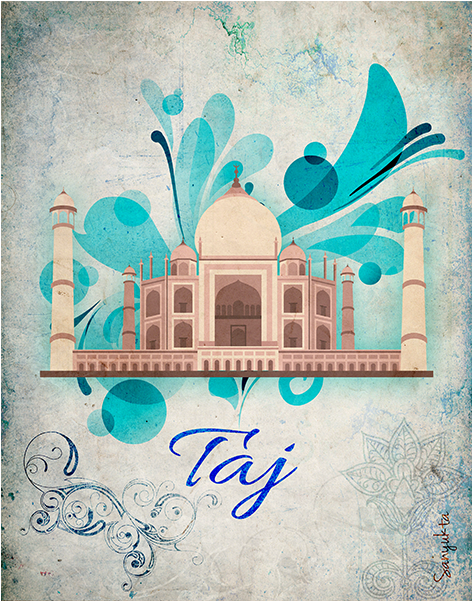 Tajmahal Poster Laptop Skin Mobile Cover Wallart - Floral Design (800x600), Png Download