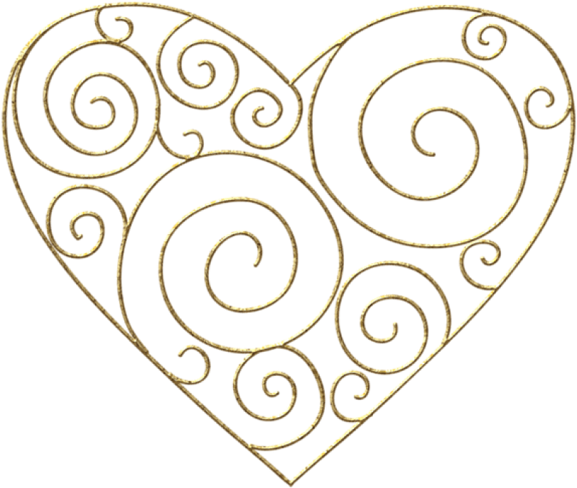 Free Png Transparent Gold Deco Heartpicture Png - Art Deco Hearts (850x727), Png Download
