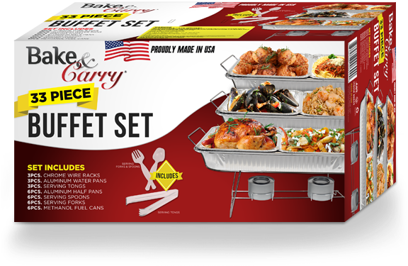 33 Piece Buffet Set - Disposable Chafing Dish Water Pan (575x575), Png Download