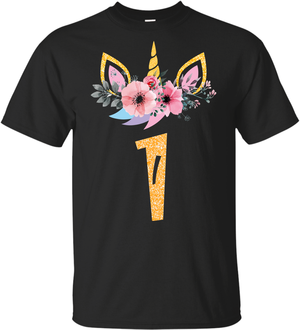 1st Birthday Unicorn Number 1 Year Old Cute T-shirt - Shirt (1155x1155), Png Download