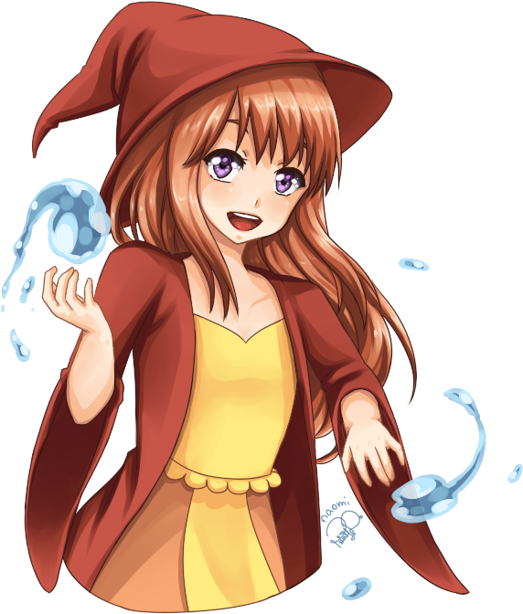 Haruko Water Mage Red Clothes Purple Eyes Water Bending - Cartoon (580x680), Png Download