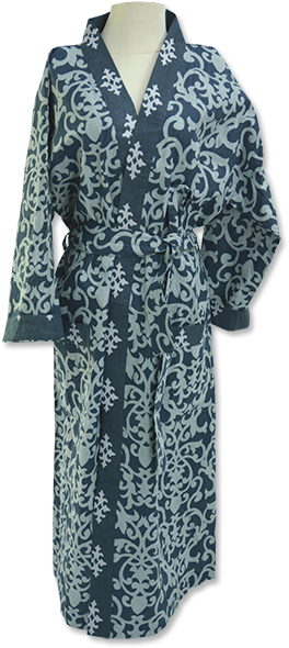 Florence Indigo Grey Kimono Robe - Nightgown (600x600), Png Download