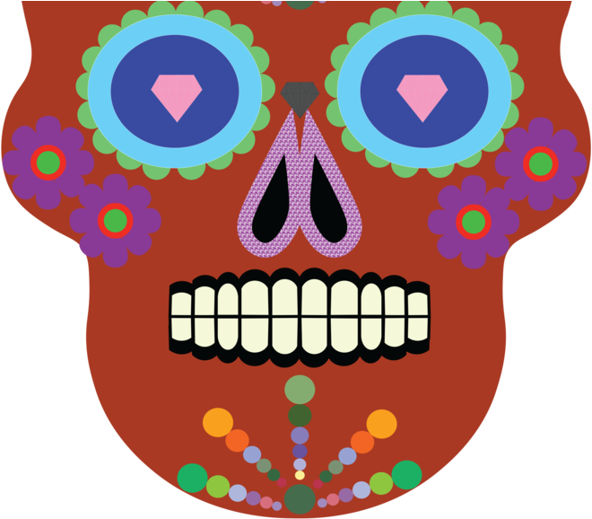 Day Of The Dead Illustration Design - Skull (800x600), Png Download