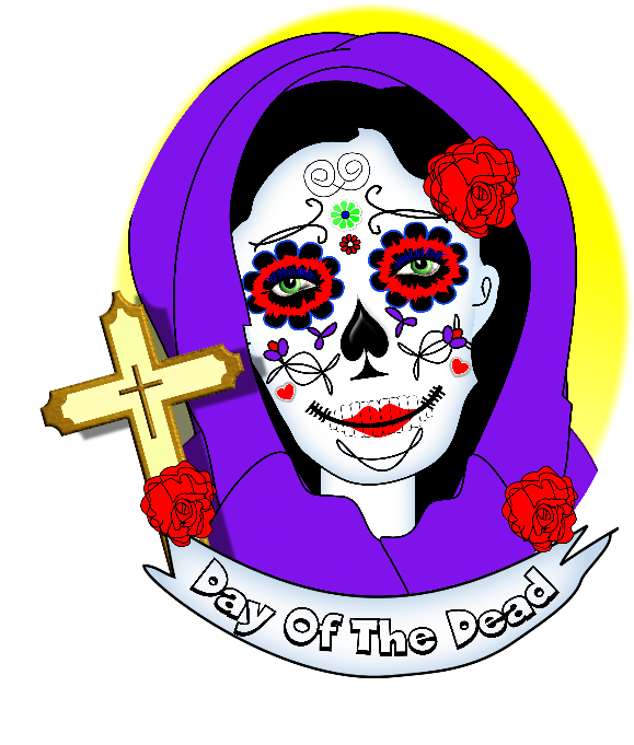 Day Of The Dead Skull - Illustration (666x800), Png Download