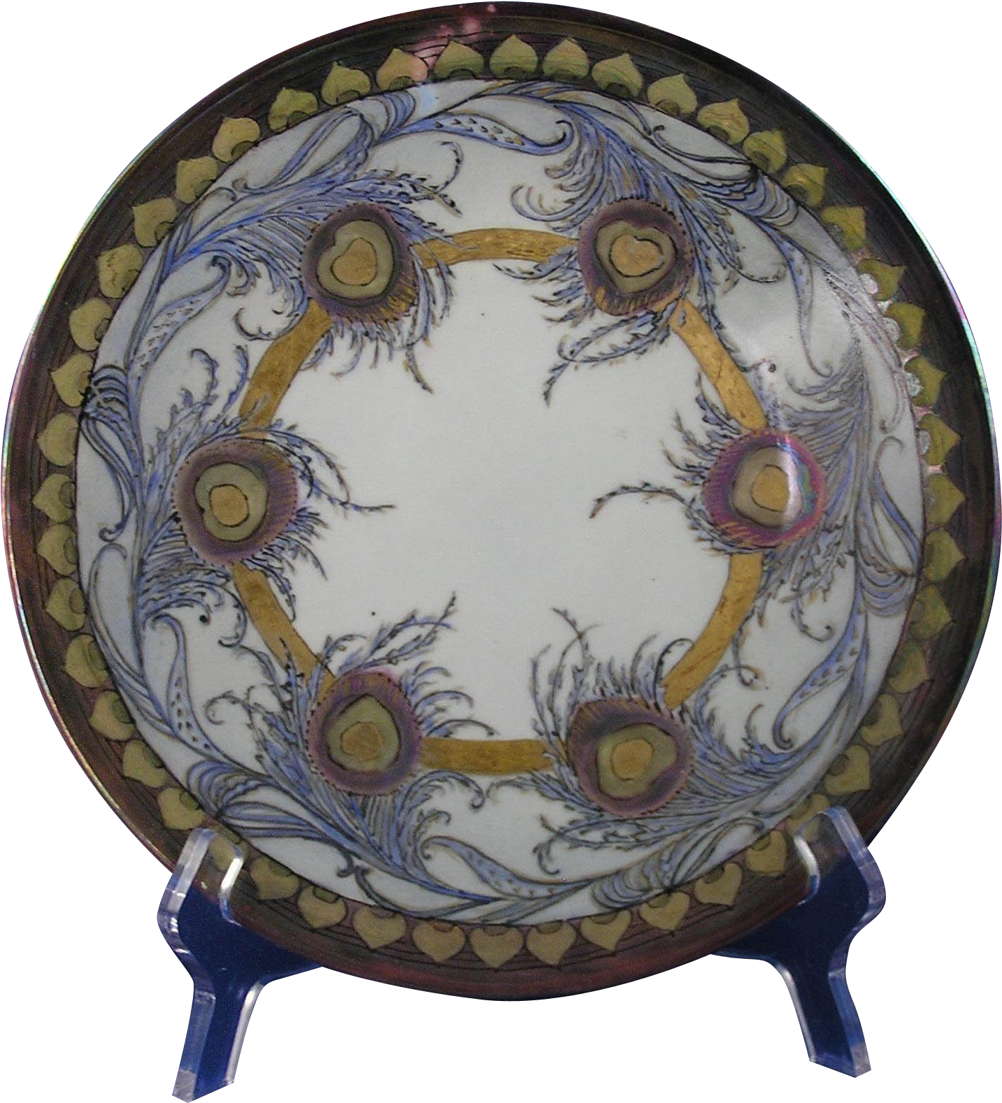 Jean Pouyat Limoges Peacock Feather Motif Plate - Coffee Table (1577x1577), Png Download
