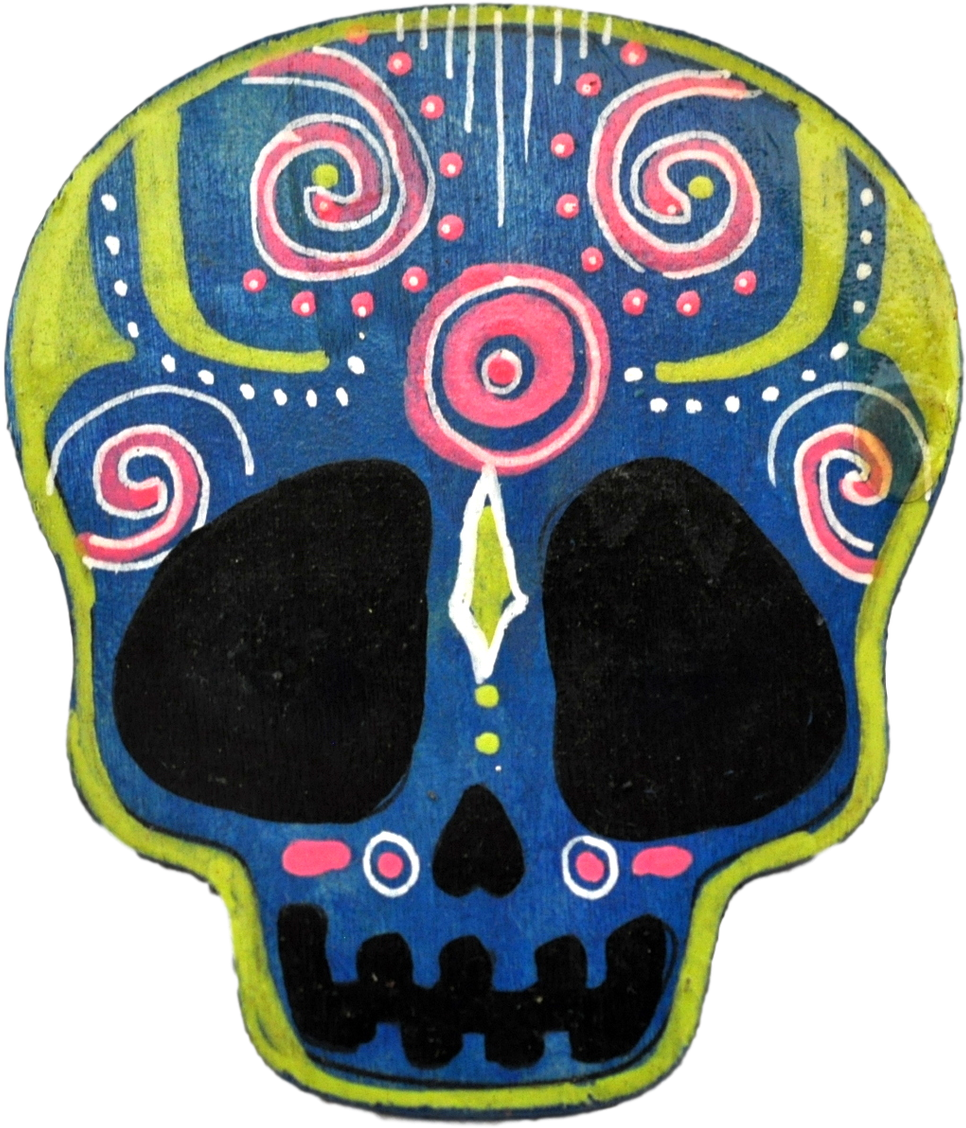 Figurine Day Of The Dead Skull Magnets Original Art - Skull (1280x1279), Png Download