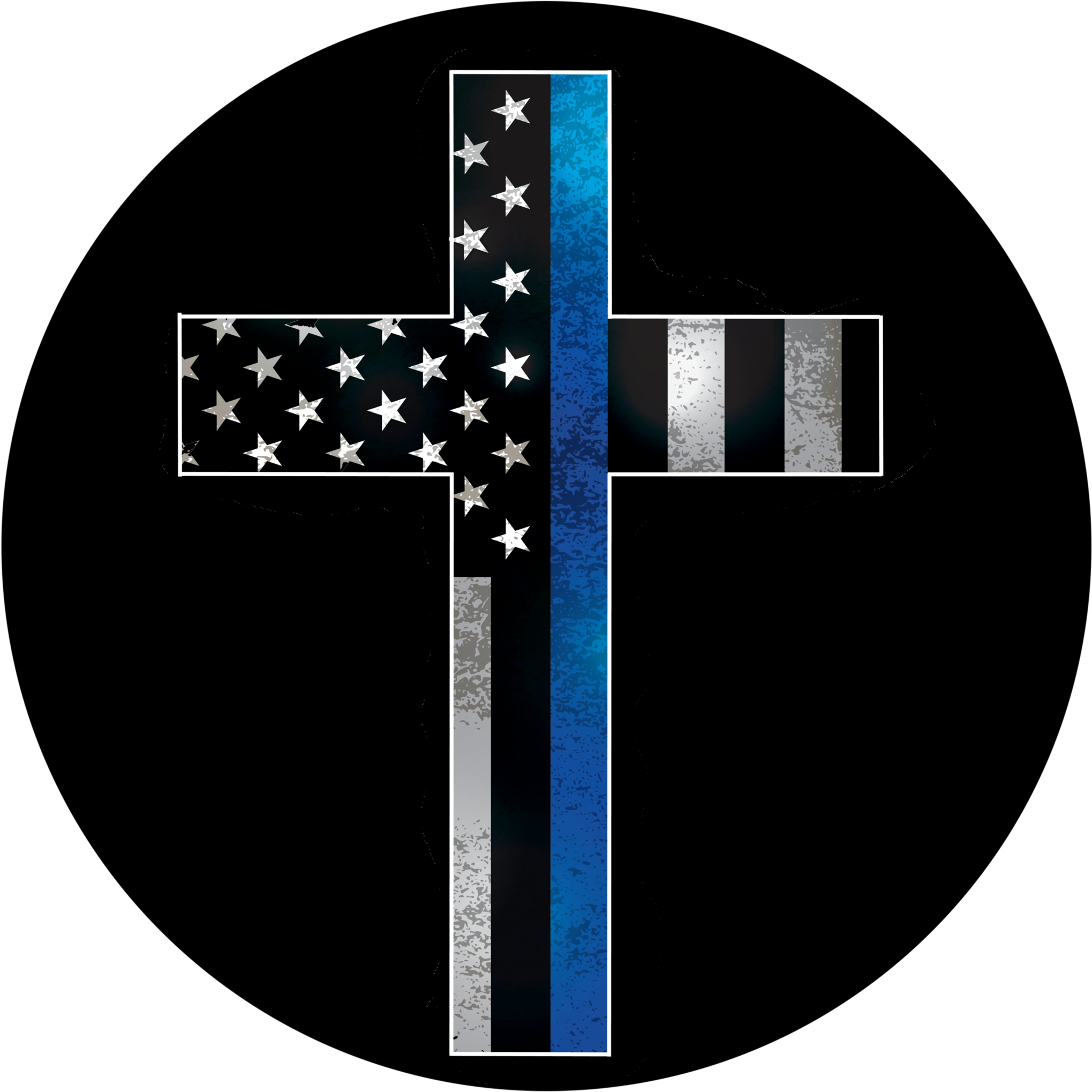 Thin Blue Line Cross Pop Up Expandable Phone Grip - Cross (2048x2048), Png Download