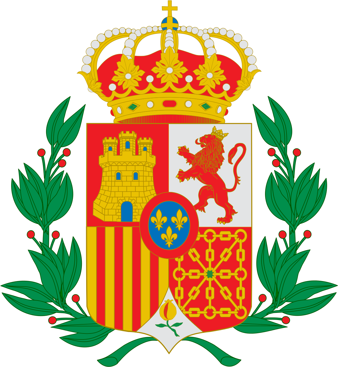 Escudo De España 1874-1931 Con Ramas De Laurel - Escudo España Saboya (1204x1290), Png Download