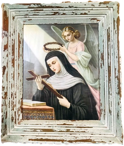 Religious Frame Saint Rita Angel Putting Crown Of Thorns - Picture Frame (480x640), Png Download