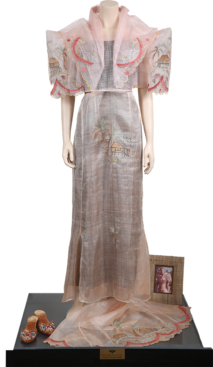 A Soft Fabric Made From The Fibers Of Pineapple Leaves, - Gown (696x1200), Png Download