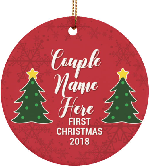 Personalized First Christmas Red Ornament For Couple - Christmas Ornament (580x580), Png Download