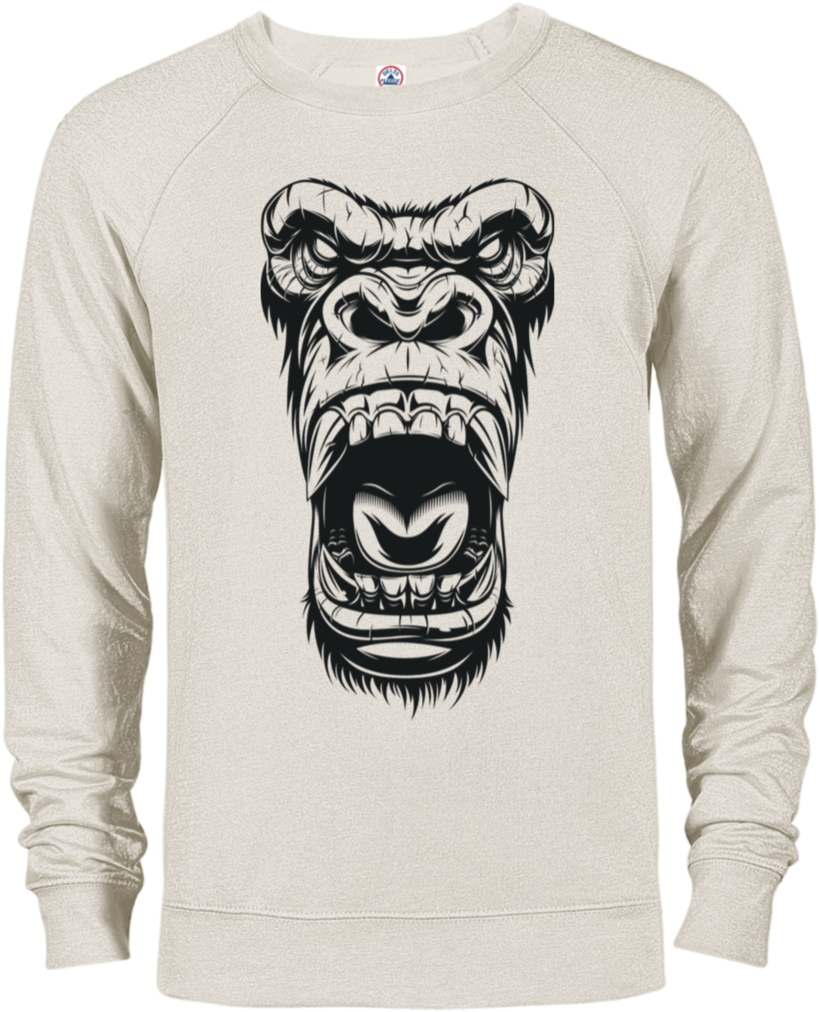 "gorilla Face" French Terry Crew - Ferocious Gorilla (1024x1024), Png Download