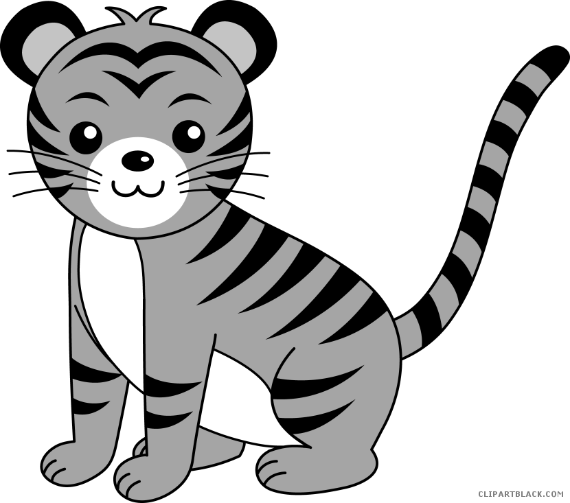 Cute Tiger Animal Free Black White Clipart Images Clipartblack - Tiger Face Easy Drawing (830x733), Png Download