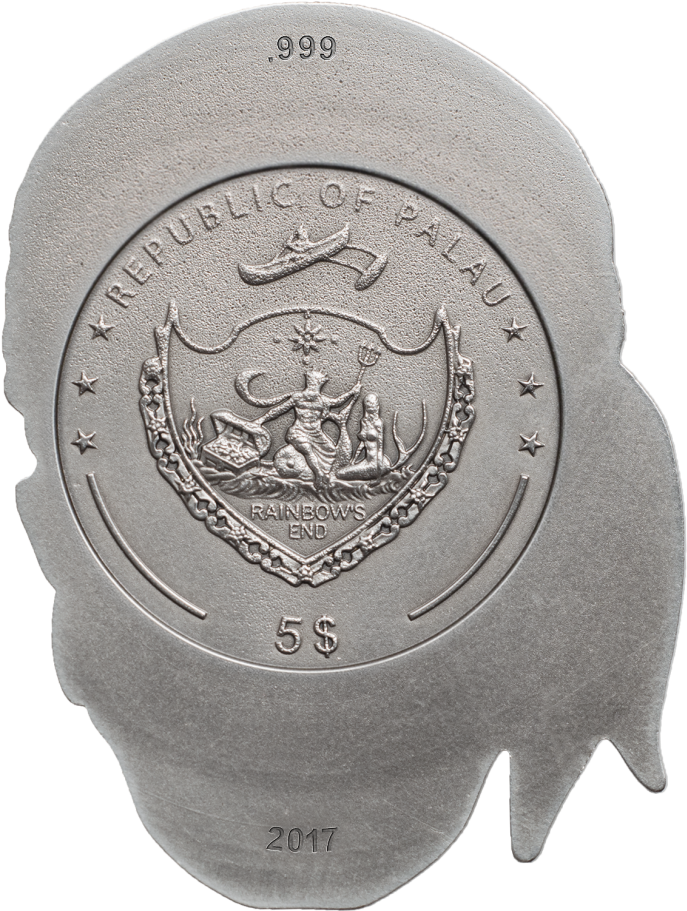 2017 Palau Pirate Skull High Relief 1 Oz Silver Antiqued - Coin (910x910), Png Download
