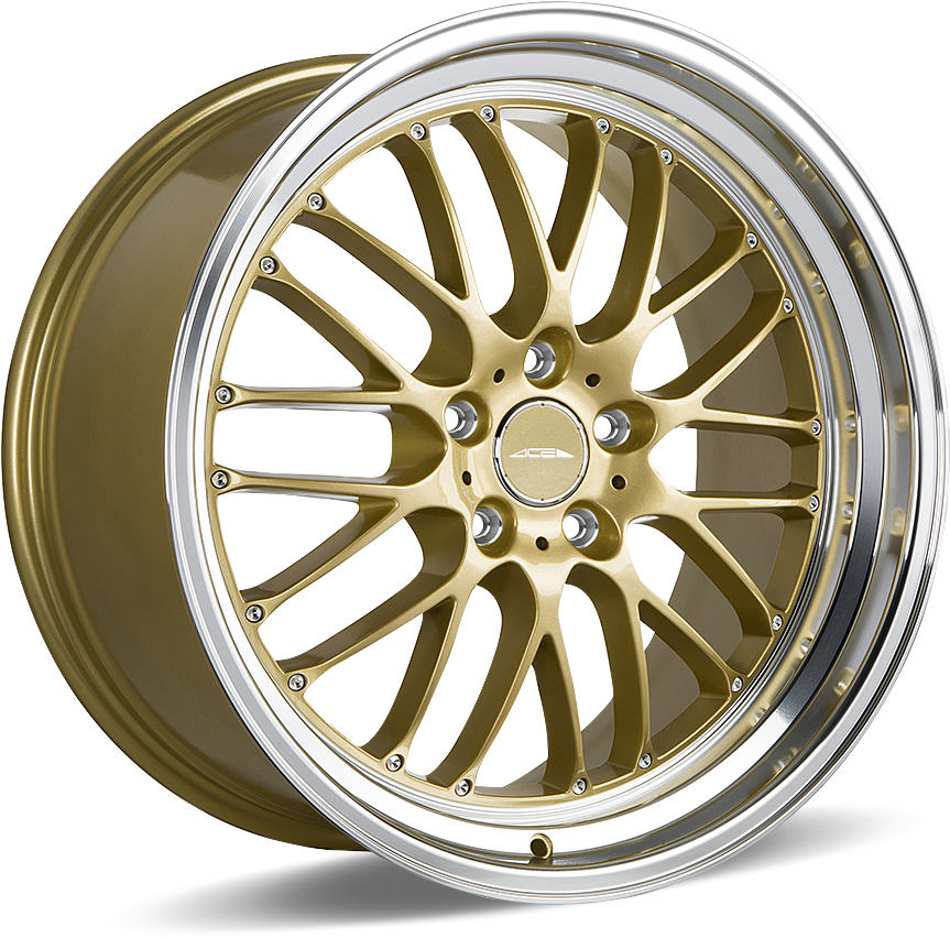 Sl-m D715 Gold With Machined Lip - Gold And Silver Wheels (960x960), Png Download