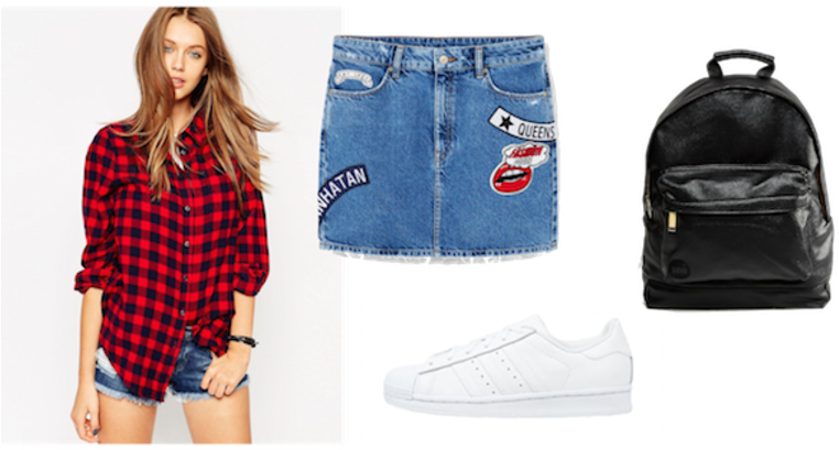 Rode Houthakkersblouse Asos I Denim Rok Met Patches - Red Check Boyfriend Shirt (782x630), Png Download