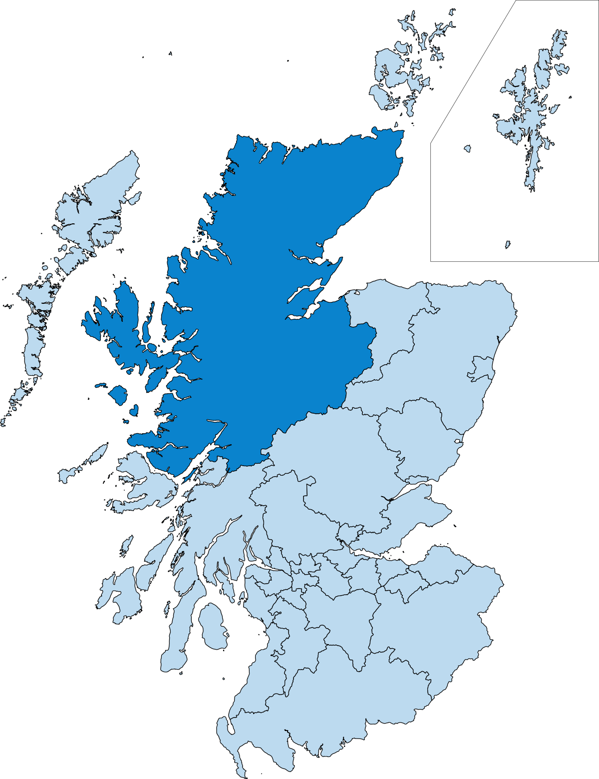 List Of Category A Listed Buildings In Highland - Outline Map Of Scotland (1200x1559), Png Download