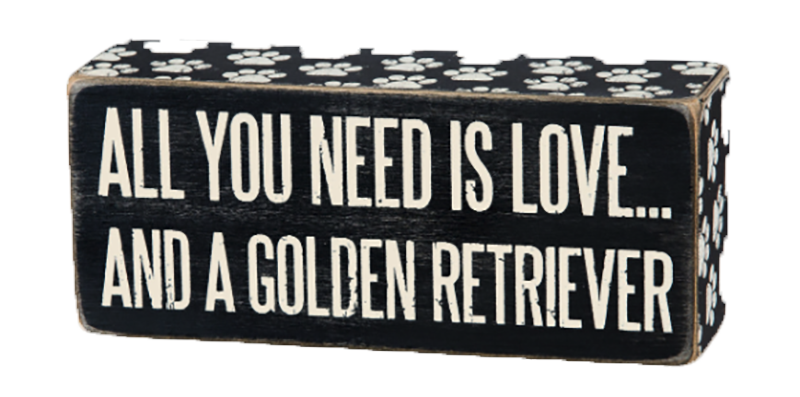 Primitives By Kathy "all You Need Is Love And A Golden - Label (800x397), Png Download