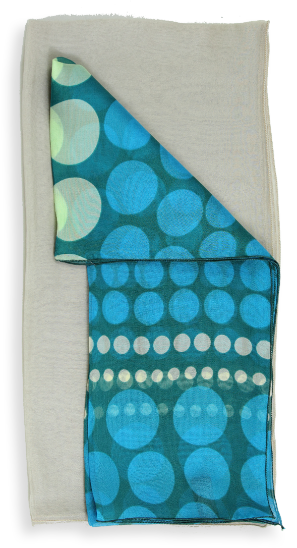 Silk Scarf Printed Green Polka Dots Beige Turquoise - Patchwork (1200x1200), Png Download