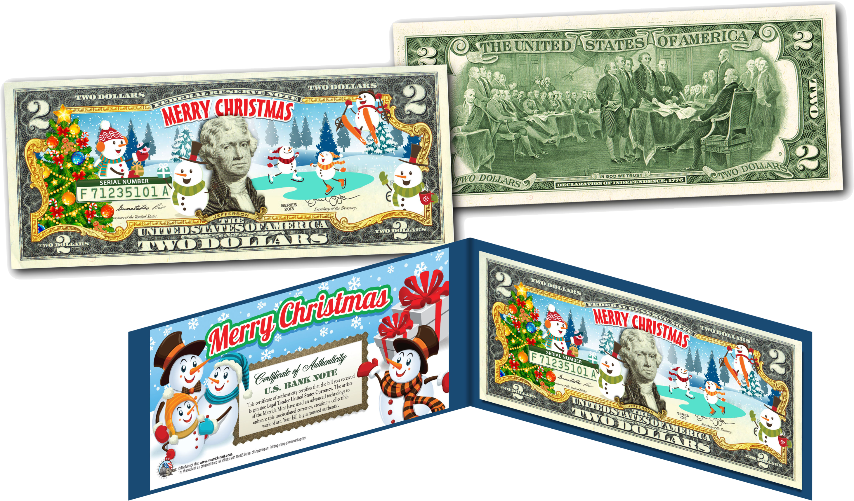 Christmas Two Dollar Bill - Lunar Landing 50th Anniversary (3000x1800), Png Download